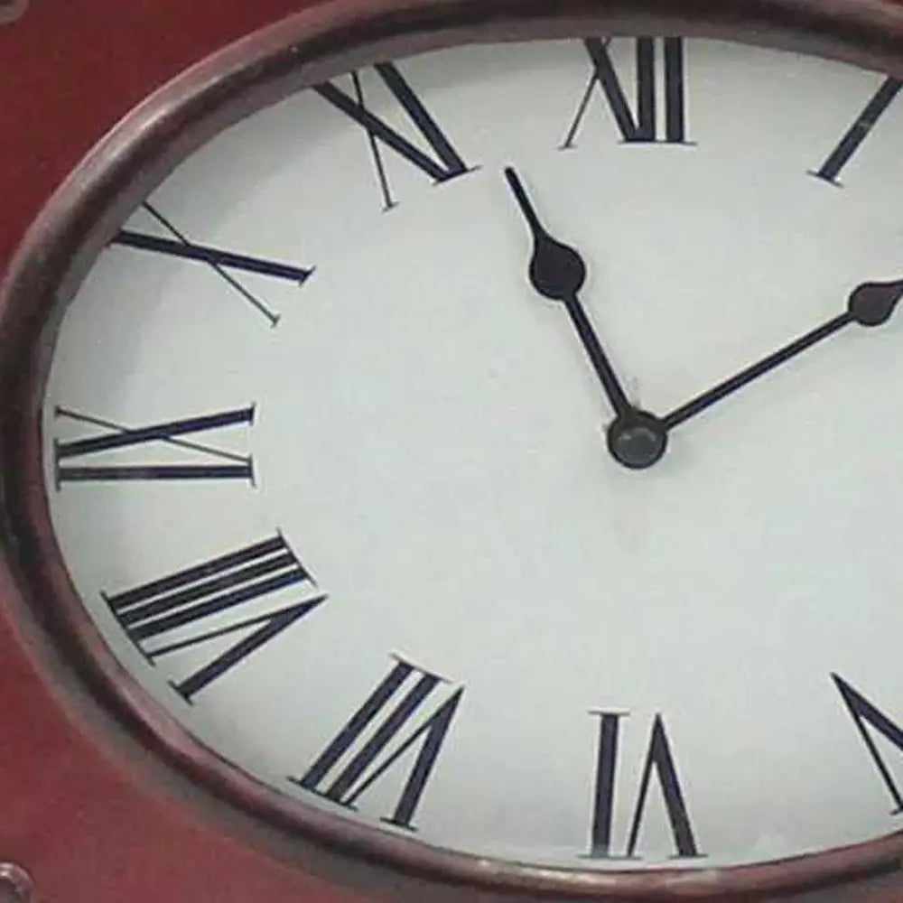 7 X 7 X 22 Red Vintage Metal Clock Base - Table Lamp - Homeroots - Flyclothing LLC