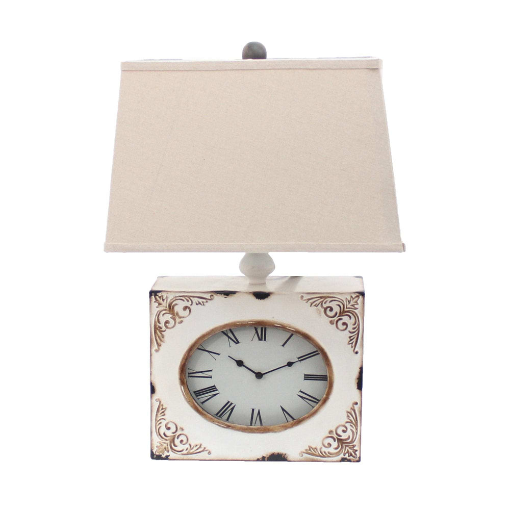 7 X 7 X 22 White Vintage Metal Clock Base - Table Lamp - Homeroots - Flyclothing LLC