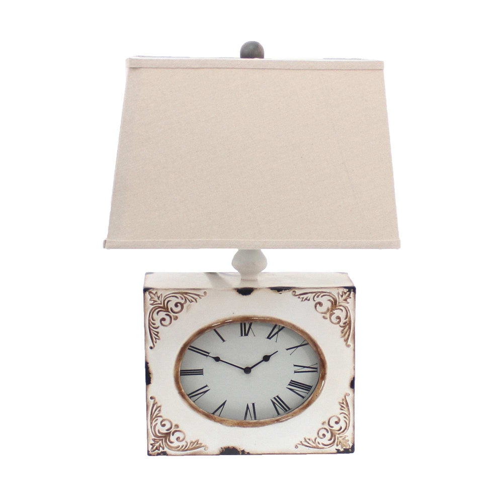 7 X 7 X 22 White Vintage Metal Clock Base - Table Lamp - Homeroots - Flyclothing LLC