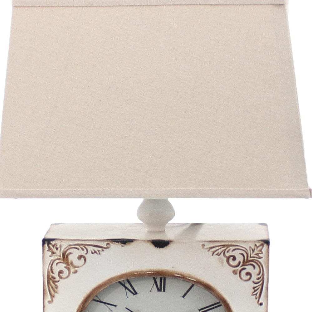 7 X 7 X 22 White Vintage Metal Clock Base - Table Lamp - Homeroots - Flyclothing LLC