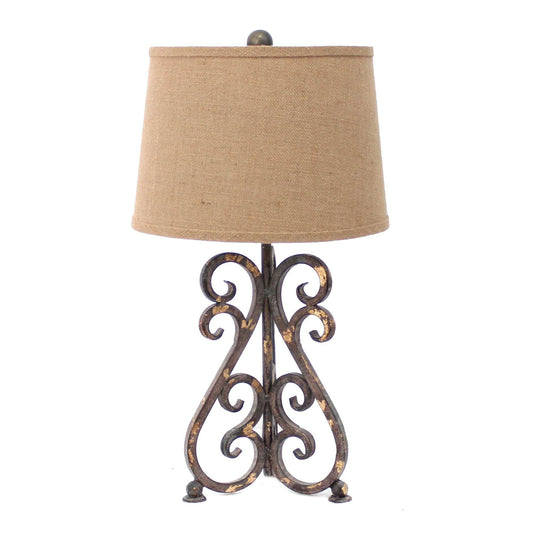 13 X 11 X 23.75 Bronze Vintage Metal Khaki Linen Shade - Table Lamp - Homeroots
