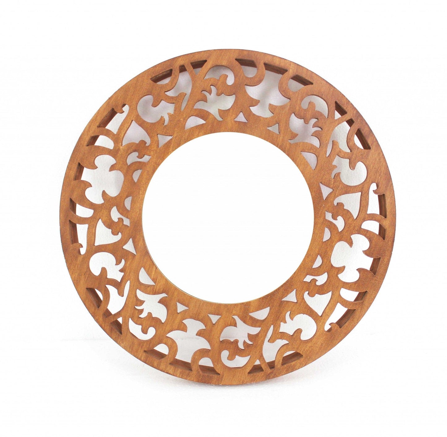 24" Brown Round Framed Accent Mirror - Homeroots - Flyclothing LLC