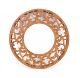 24" Brown Round Framed Accent Mirror - Homeroots