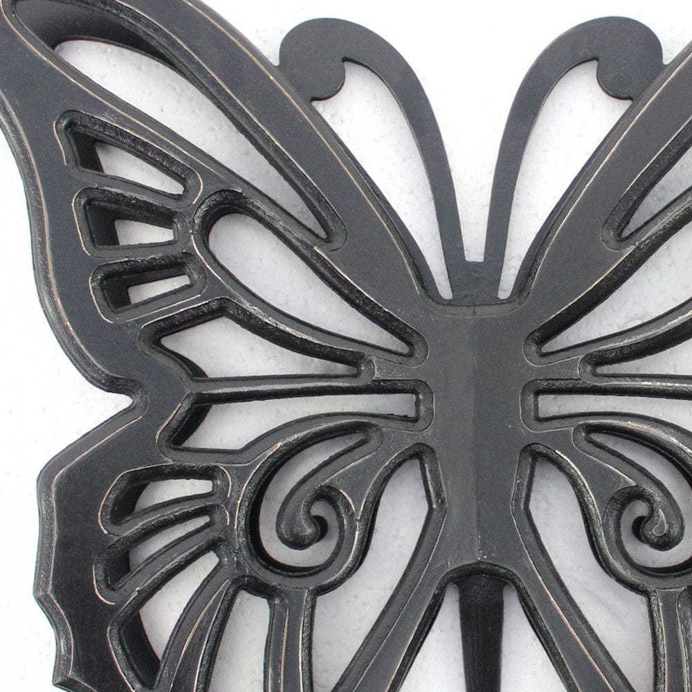 23" X 19" Black Rustic Butterfly Wooden Wall Decor - Homeroots - Flyclothing LLC