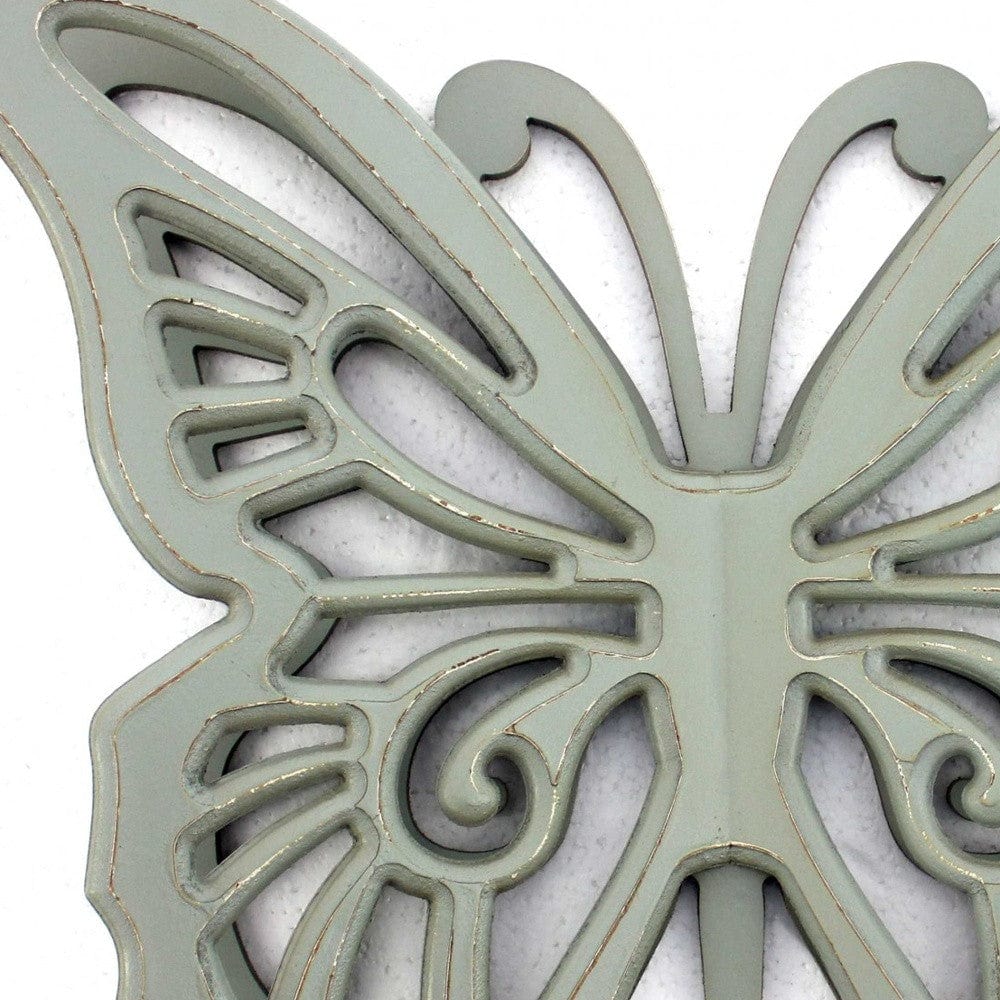 23" X 19" X 4" Gray Rustic Butterfly Wooden Wall Decor - Homeroots - Flyclothing LLC