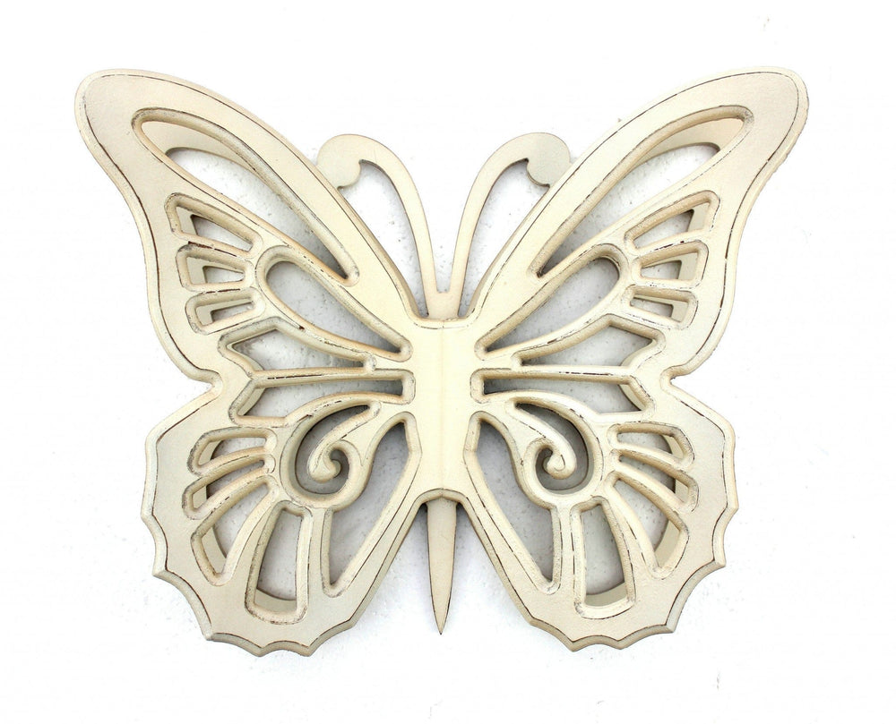 23" X 19" X 4" Light Yellow Rustic Butterfly Wooden Wall Decor - Homeroots - Flyclothing LLC