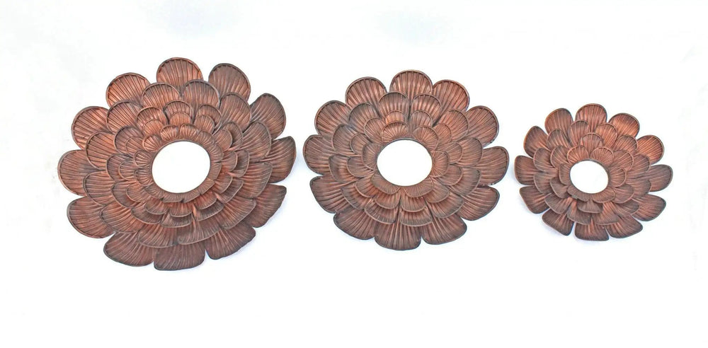 Set of Three Copper Novelty Metal Framed Accent Mirror - Homeroots - Flyclothing LLC
