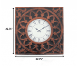 23" Square Bronze Glass Analog Wall Clock - Homeroots - Flyclothing LLC