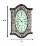 20" Oval Antiqued Bronze Wood and Glass Analog Wall Clock - Homeroots - Flyclothing LLC
