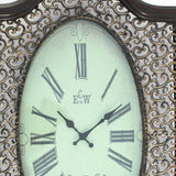 20" Oval Antiqued Bronze Wood and Glass Analog Wall Clock - Homeroots - Flyclothing LLC