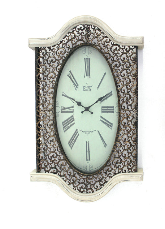 20" Novelty White Glass Analog Wall Clock - Homeroots