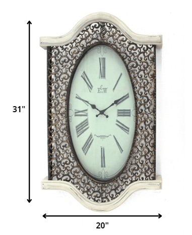 20" Novelty White Glass Analog Wall Clock - Homeroots