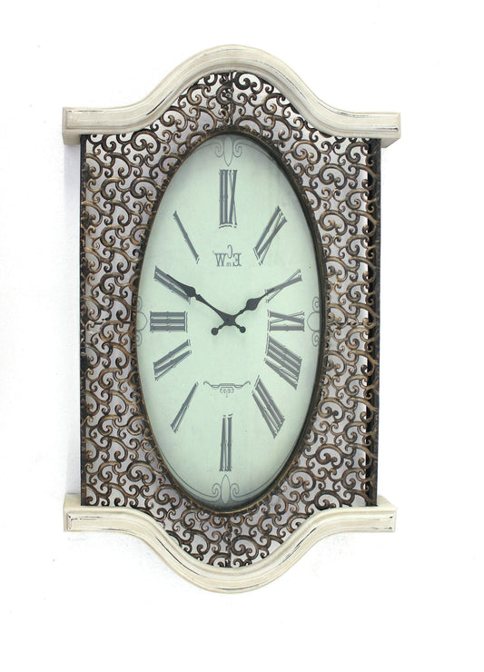 20" Novelty White Glass Analog Wall Clock - Homeroots