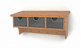 Brown Rustic Wooden Wall Shelf With 3 Drawers And Hooks - Homeroots