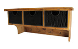 Brown Rustic Wooden Wall Shelf With 3 Drawers And Hooks - Homeroots