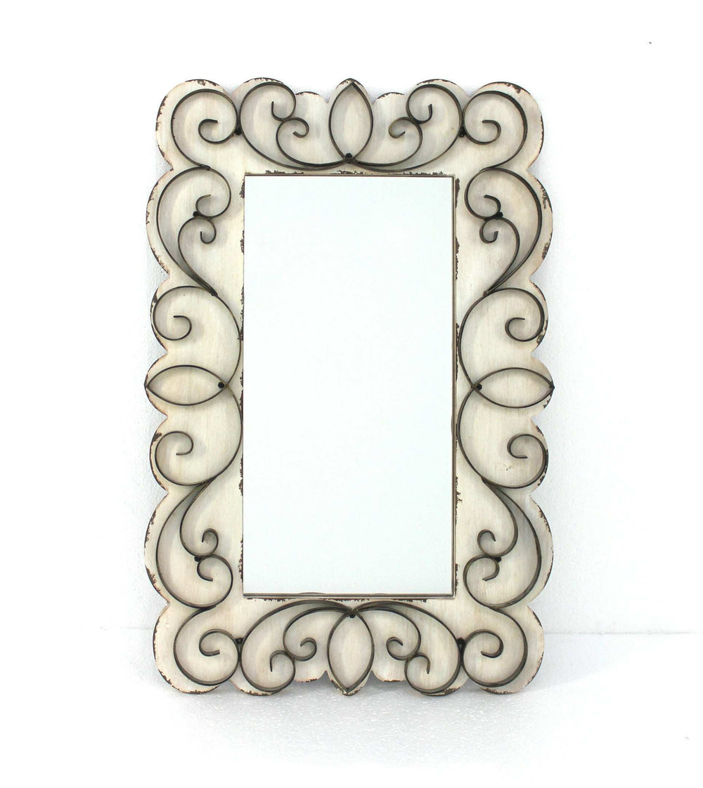White Framed Accent Mirror - Homeroots - Flyclothing LLC