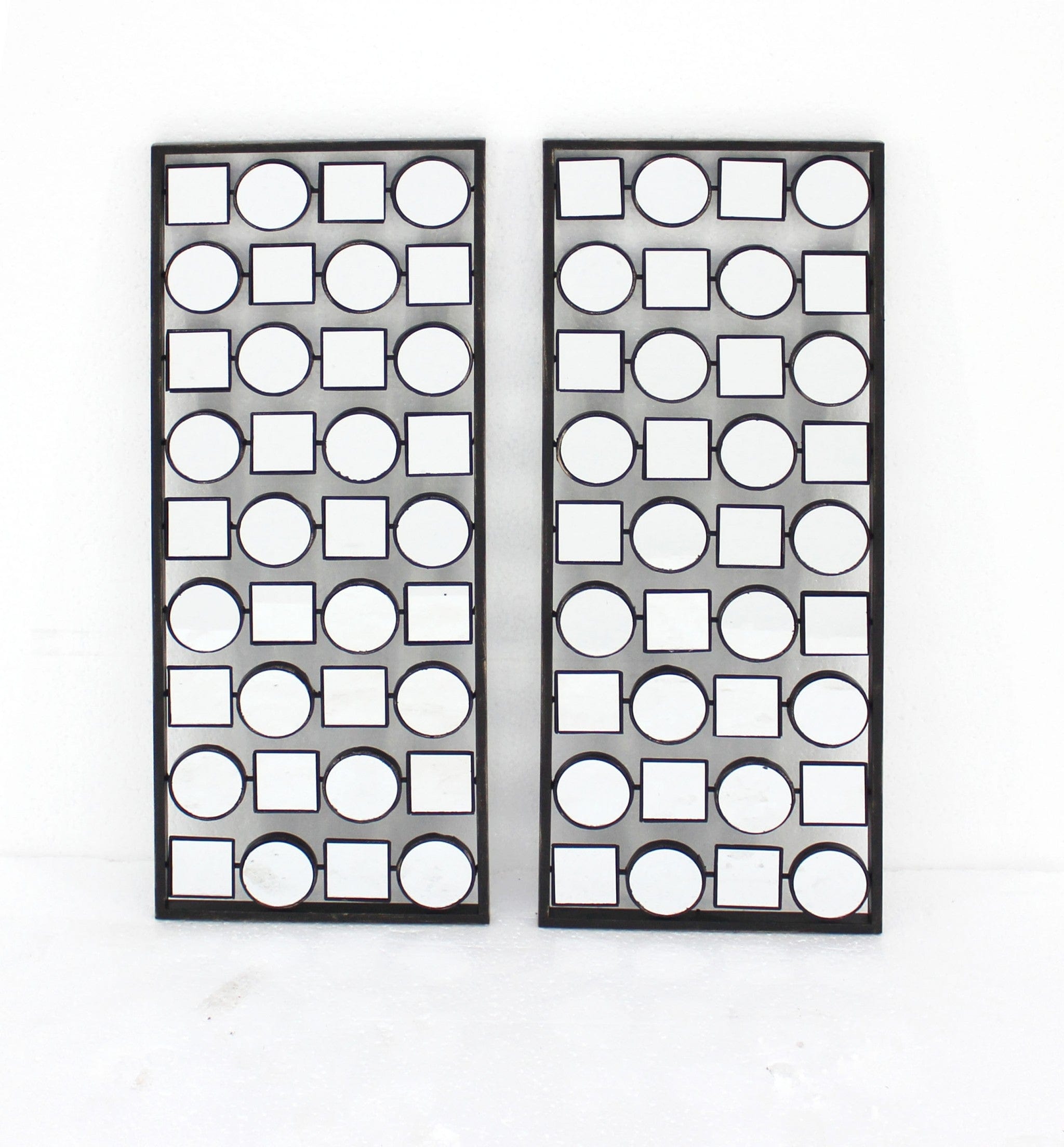 Set of Two 30" X 12" Bronze Mirrored Metal Abstract Wall Decor - Homeroots - Flyclothing LLC