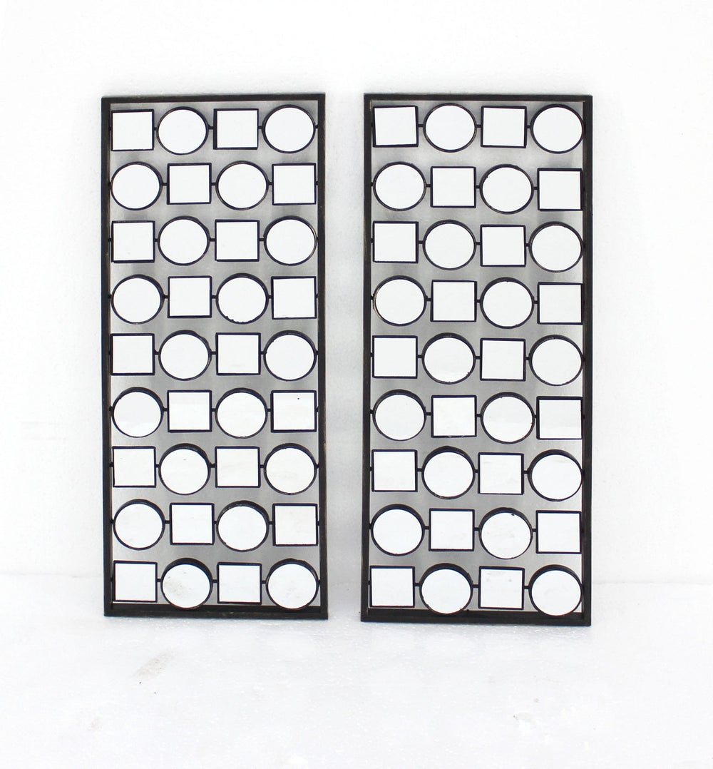 Set of Two 30" X 12" Bronze Mirrored Metal Abstract Wall Decor - Homeroots