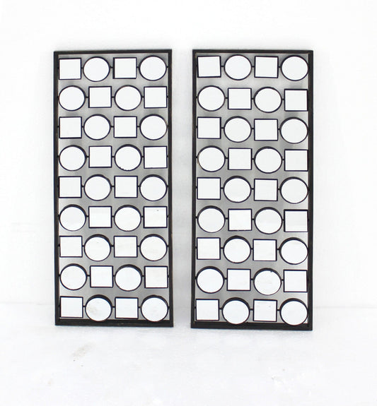 Set of Two 30" X 12" Bronze Mirrored Metal Abstract Wall Decor - Homeroots