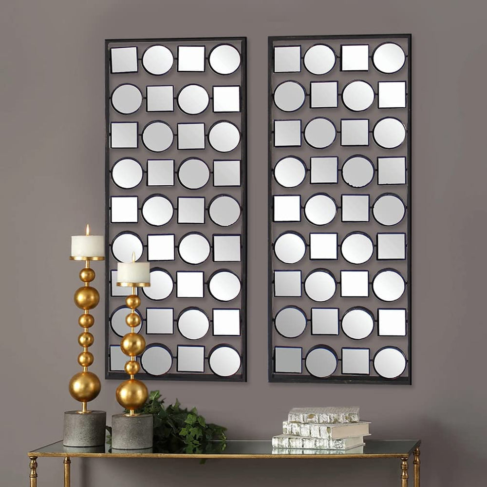 Set of Two 30" X 12" Bronze Mirrored Metal Abstract Wall Decor - Homeroots - Flyclothing LLC