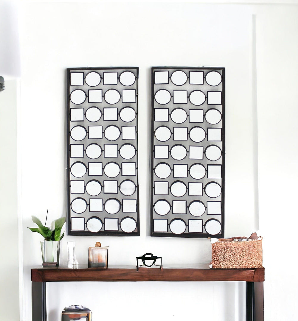 Set of Two 30" X 12" Bronze Mirrored Metal Abstract Wall Decor - Homeroots - Flyclothing LLC