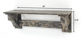 8 X 30 X 9.75 Black Vintage Wooden 4 Metal Hooks - Wall Shelf - Homeroots - Flyclothing LLC
