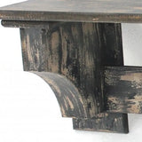 8 X 30 X 9.75 Black Vintage Wooden 4 Metal Hooks - Wall Shelf - Homeroots - Flyclothing LLC