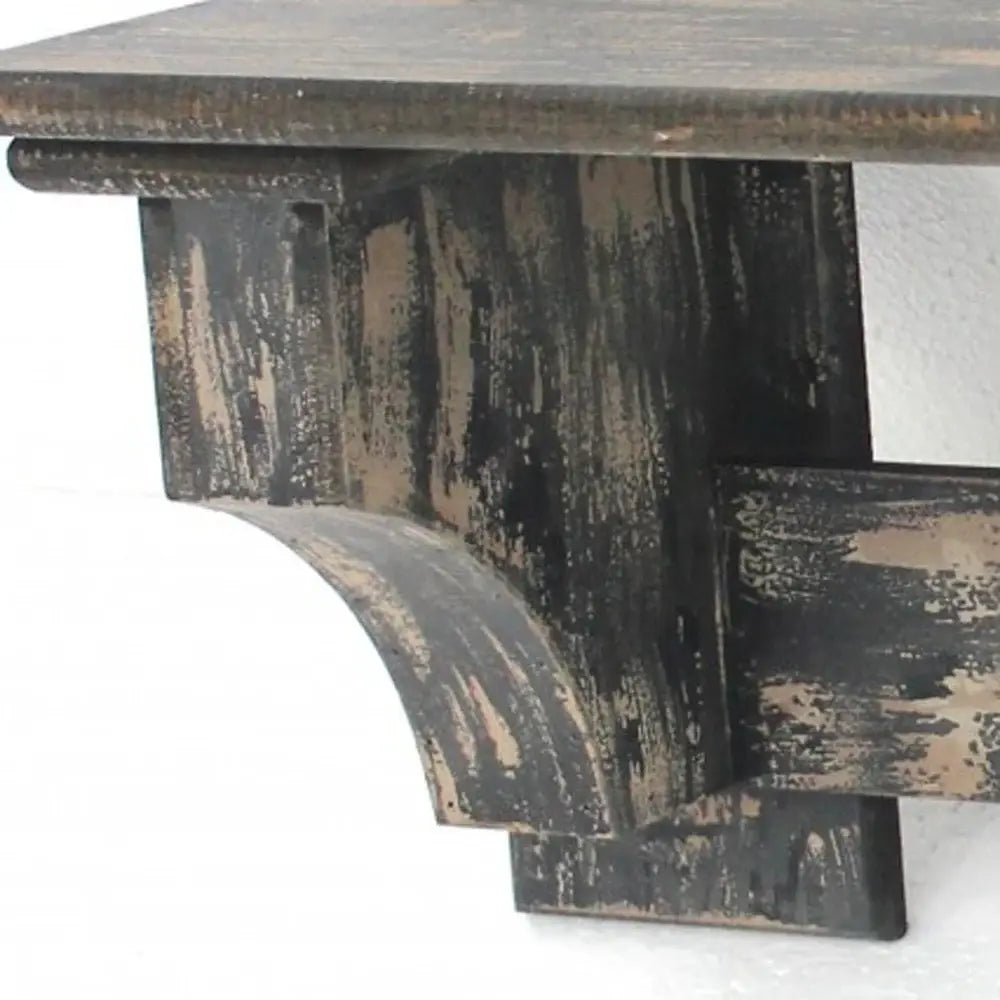 8 X 30 X 9.75 Black Vintage Wooden 4 Metal Hooks - Wall Shelf - Homeroots - Flyclothing LLC