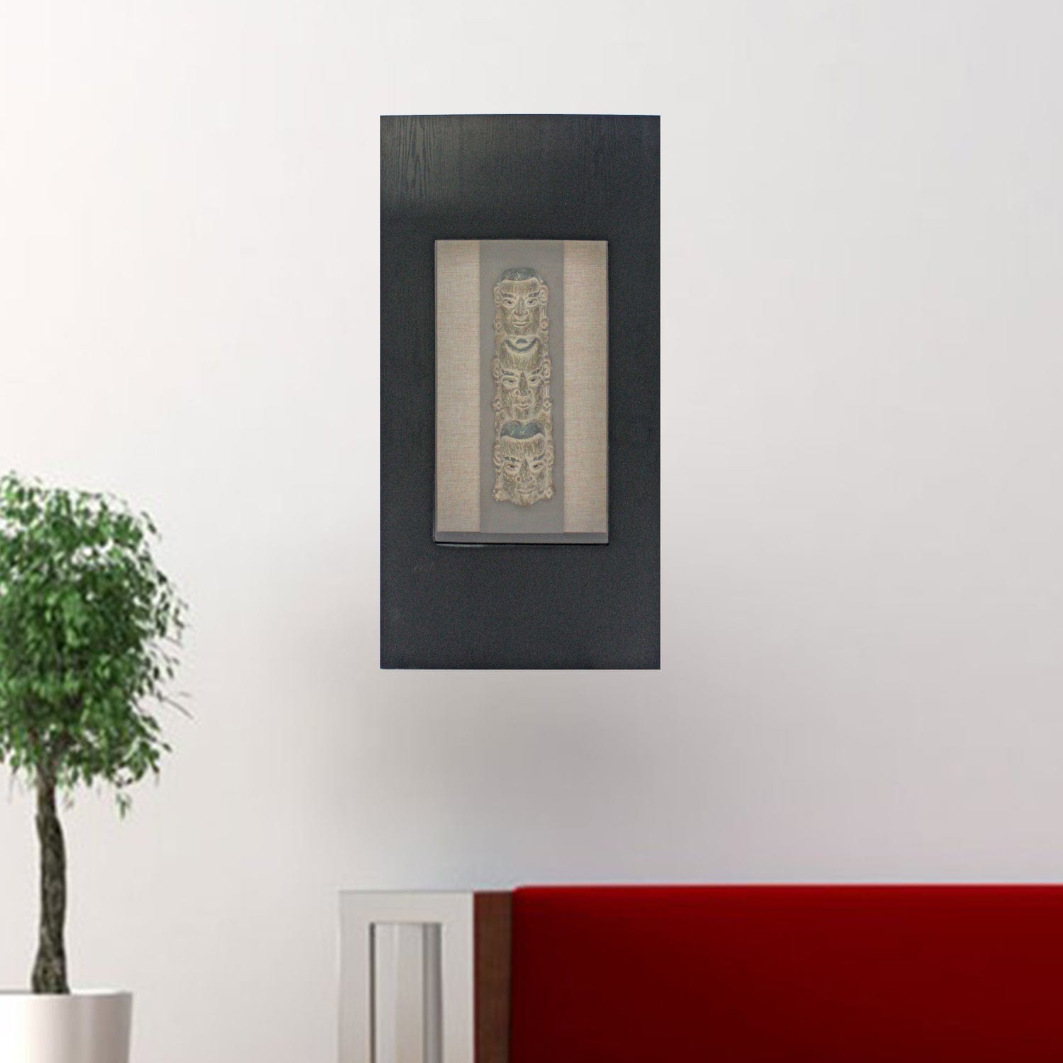 40" X 20" X 3" Black & Brown Facial-Makeup Patterned Plaque - Wall Decor - Homeroots - Flyclothing LLC