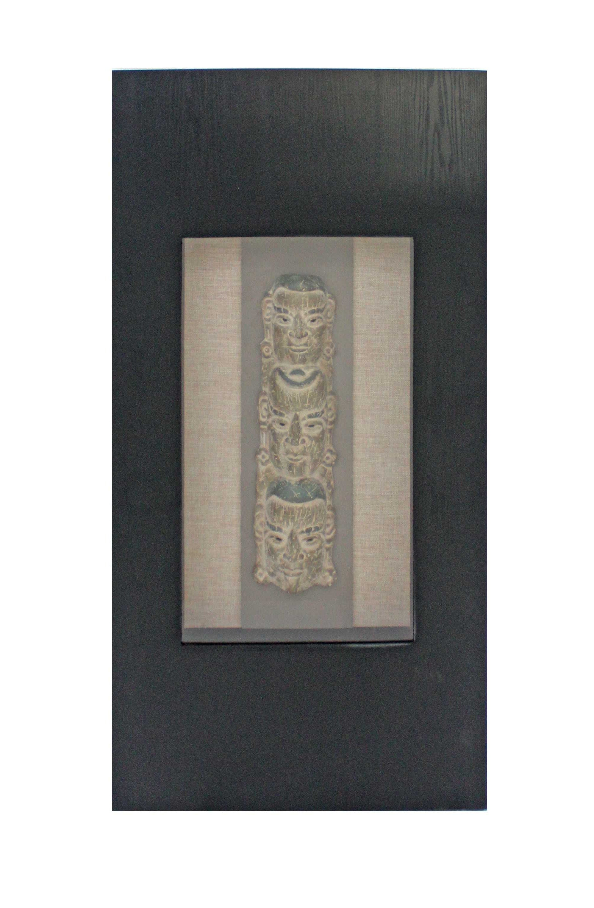 40" X 20" X 3" Black & Brown Facial-Makeup Patterned Plaque - Wall Decor - Homeroots - Flyclothing LLC