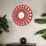 24" X 24" X 1" Red Mirrored Wooden - Wall Decor - Homeroots - Flyclothing LLC