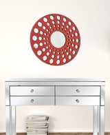 24" X 24" X 1" Red Mirrored Wooden - Wall Decor - Homeroots - Flyclothing LLC