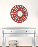 24" X 24" X 1" Red Mirrored Wooden - Wall Decor - Homeroots