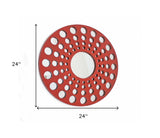 24" X 24" X 1" Red Mirrored Wooden - Wall Decor - Homeroots - Flyclothing LLC