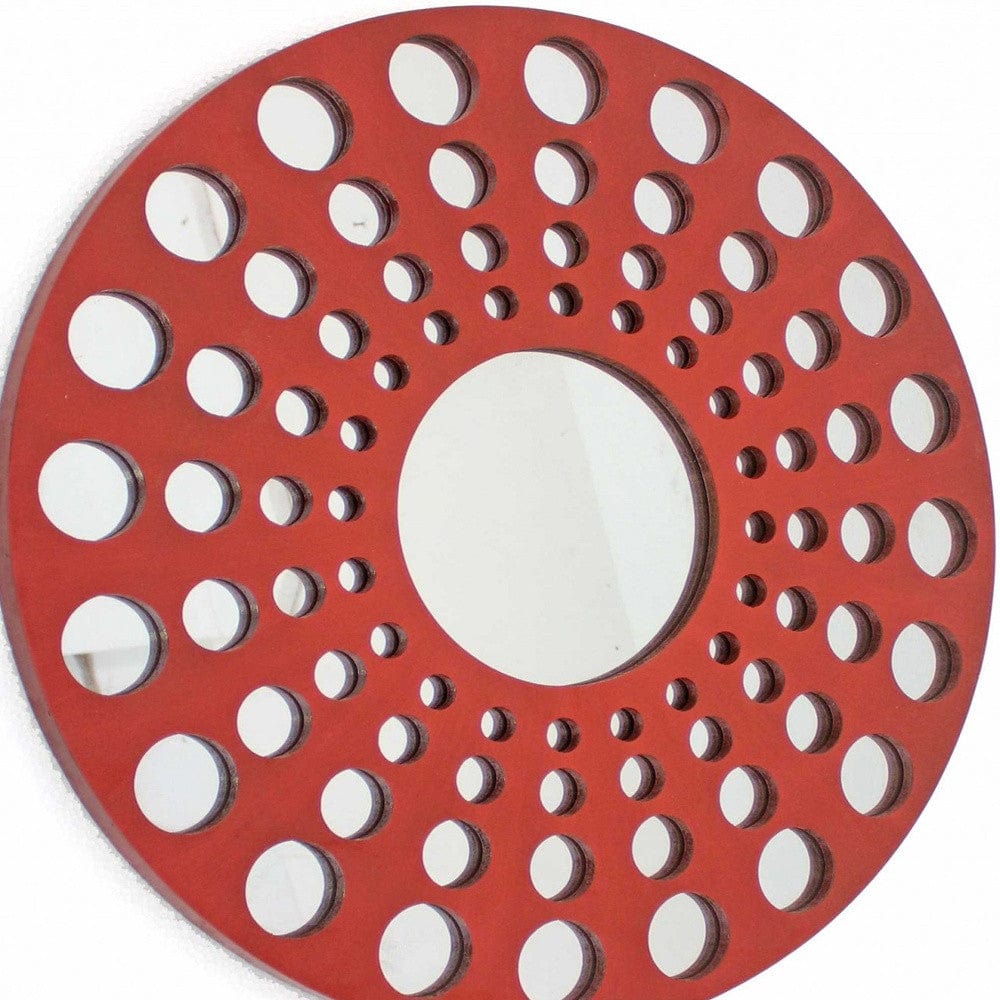 24" X 24" X 1" Red Mirrored Wooden - Wall Decor - Homeroots - Flyclothing LLC