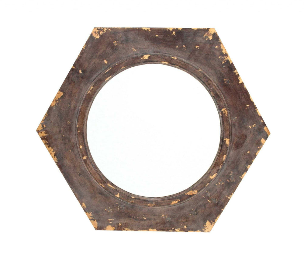 Bronze Hexagon Accent Mirror - Homeroots - Flyclothing LLC