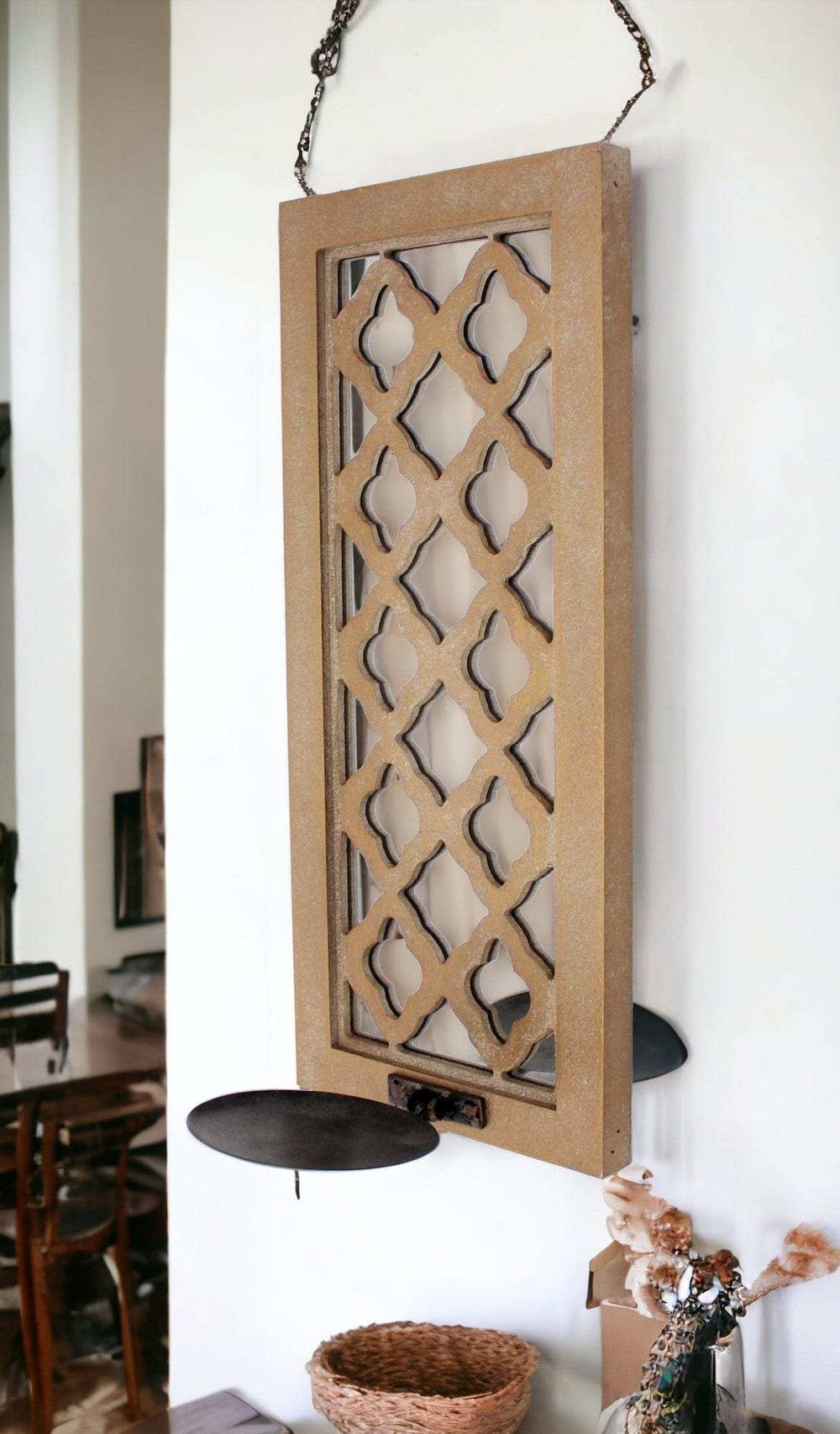 6 X 7.5 X 17 Tan Wooden Cross - Candle Holder Sconce - Homeroots - Flyclothing LLC