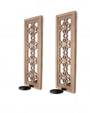 Set of Two Tan Lattice Wall Sconce Candle Holders - Homeroots