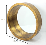 36" Gold Round Wood Framed Accent Mirror - Homeroots - Flyclothing LLC