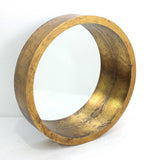36" Gold Round Wood Framed Accent Mirror - Homeroots