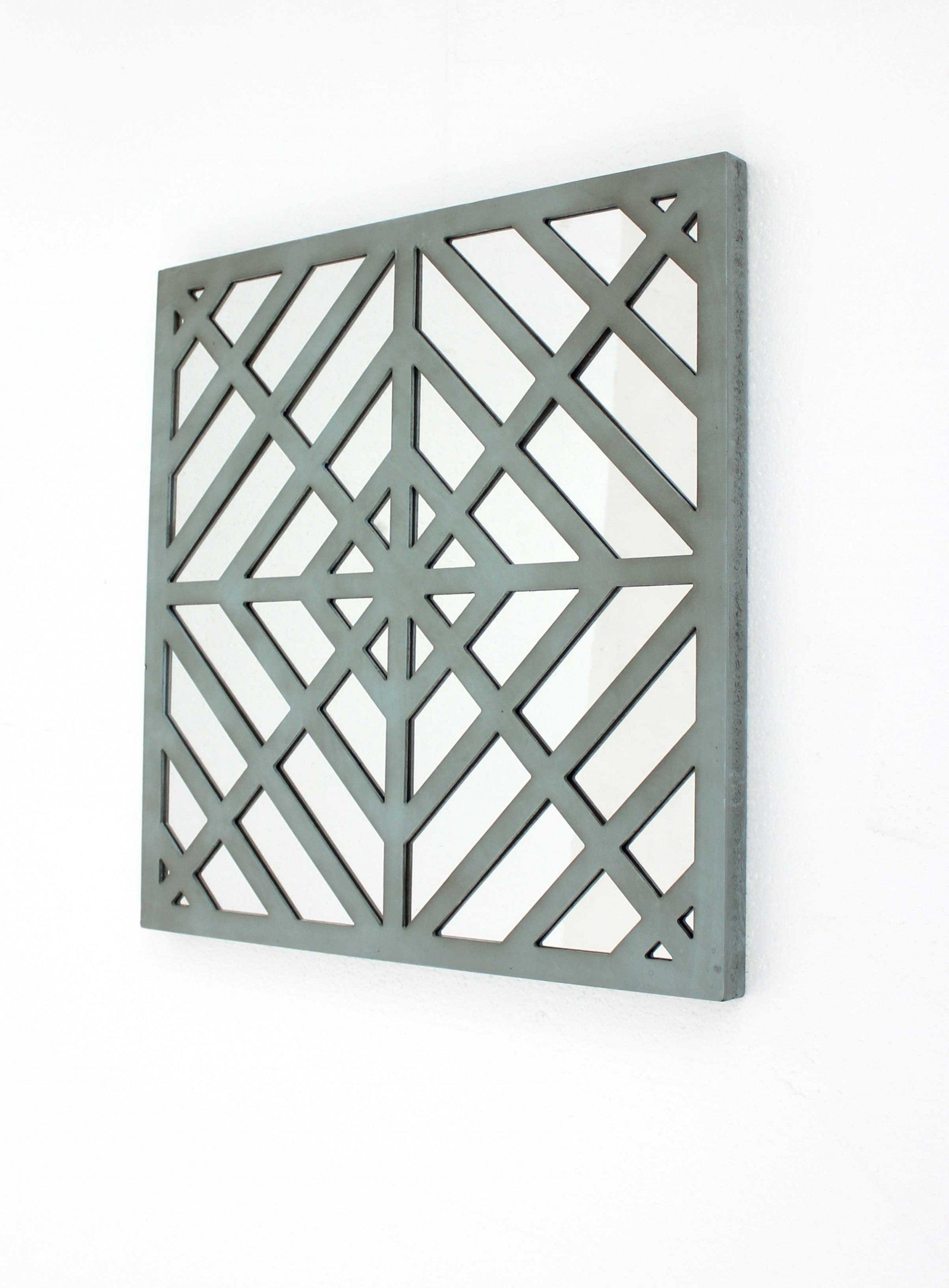 24" X 24" X 1" Blue Mirrored Square Wooden Wall Decor - Homeroots - Flyclothing LLC