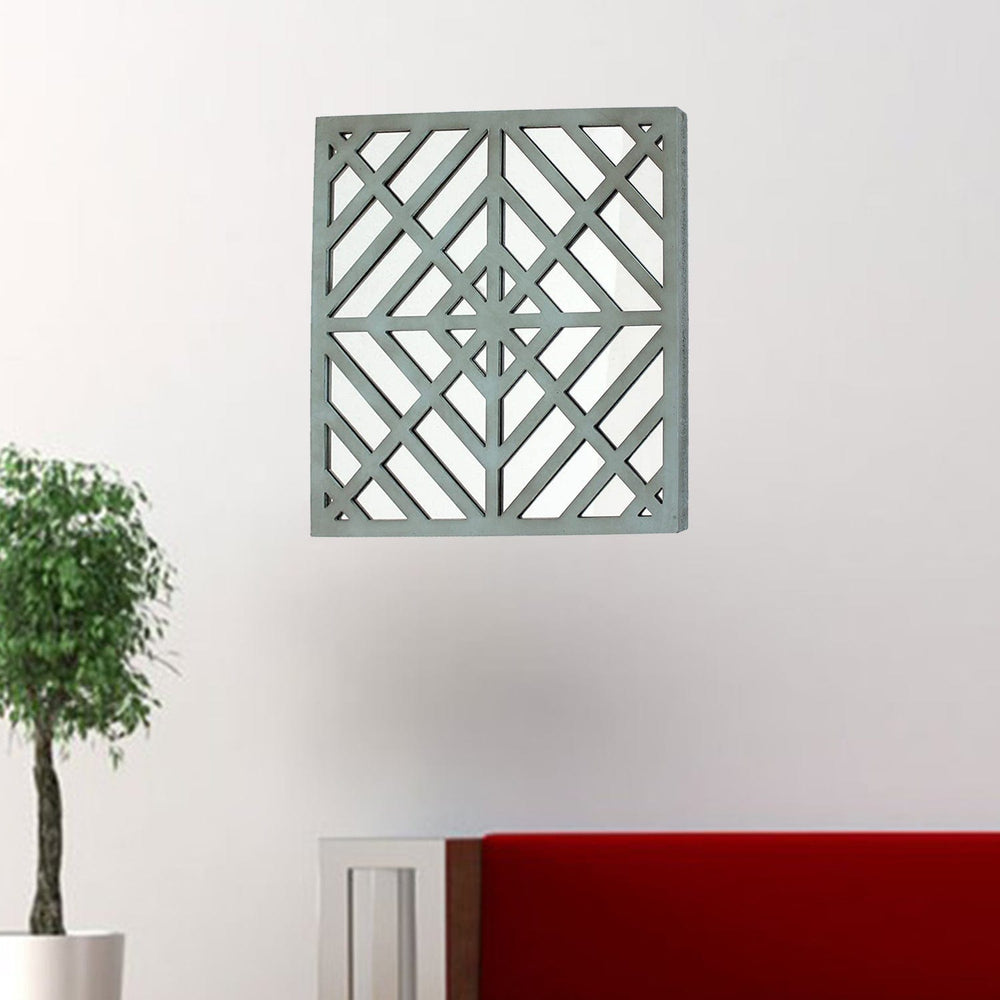 24" X 24" X 1" Blue Mirrored Square Wooden Wall Decor - Homeroots - Flyclothing LLC