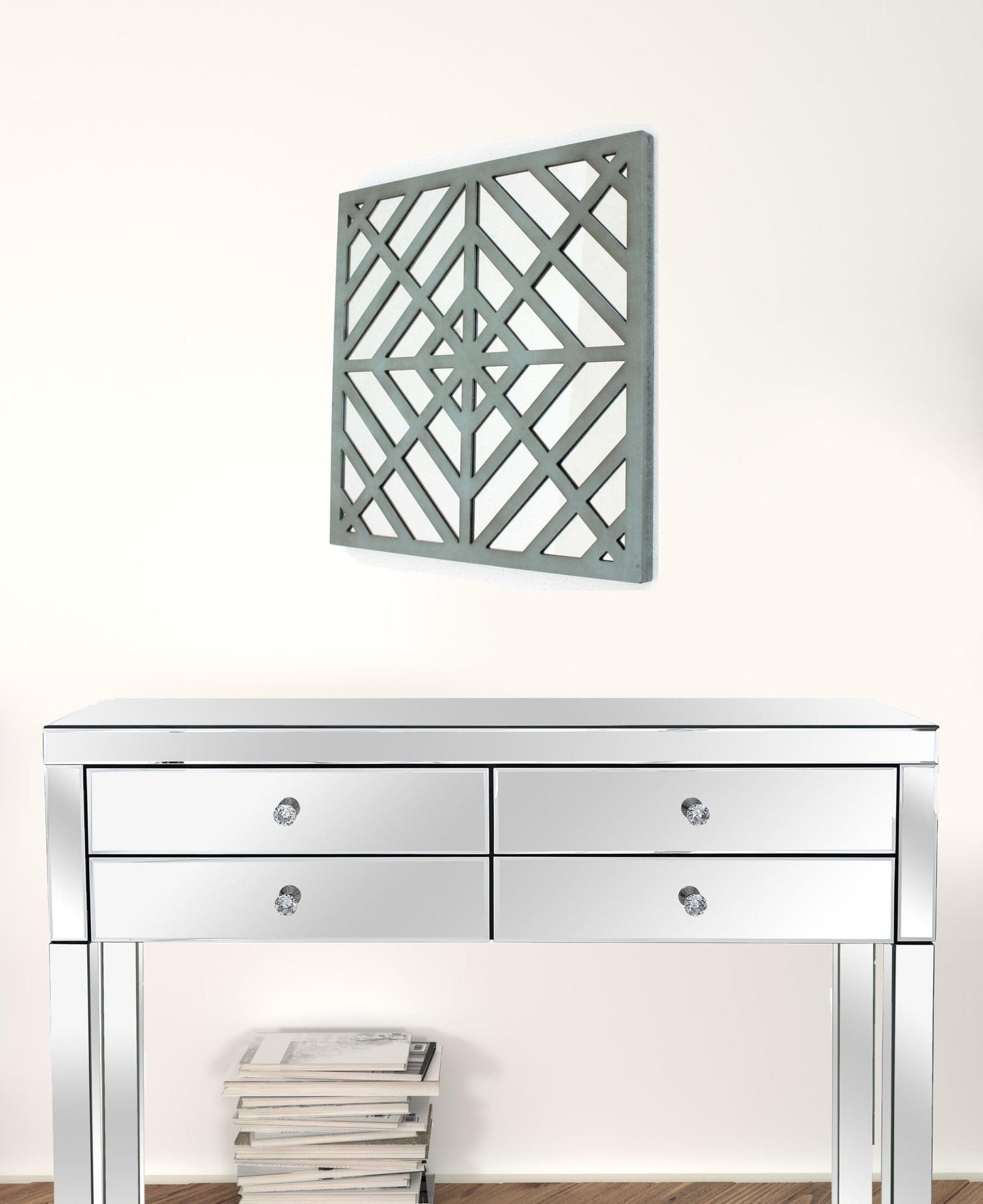 24" X 24" X 1" Blue Mirrored Square Wooden Wall Decor - Homeroots - Flyclothing LLC