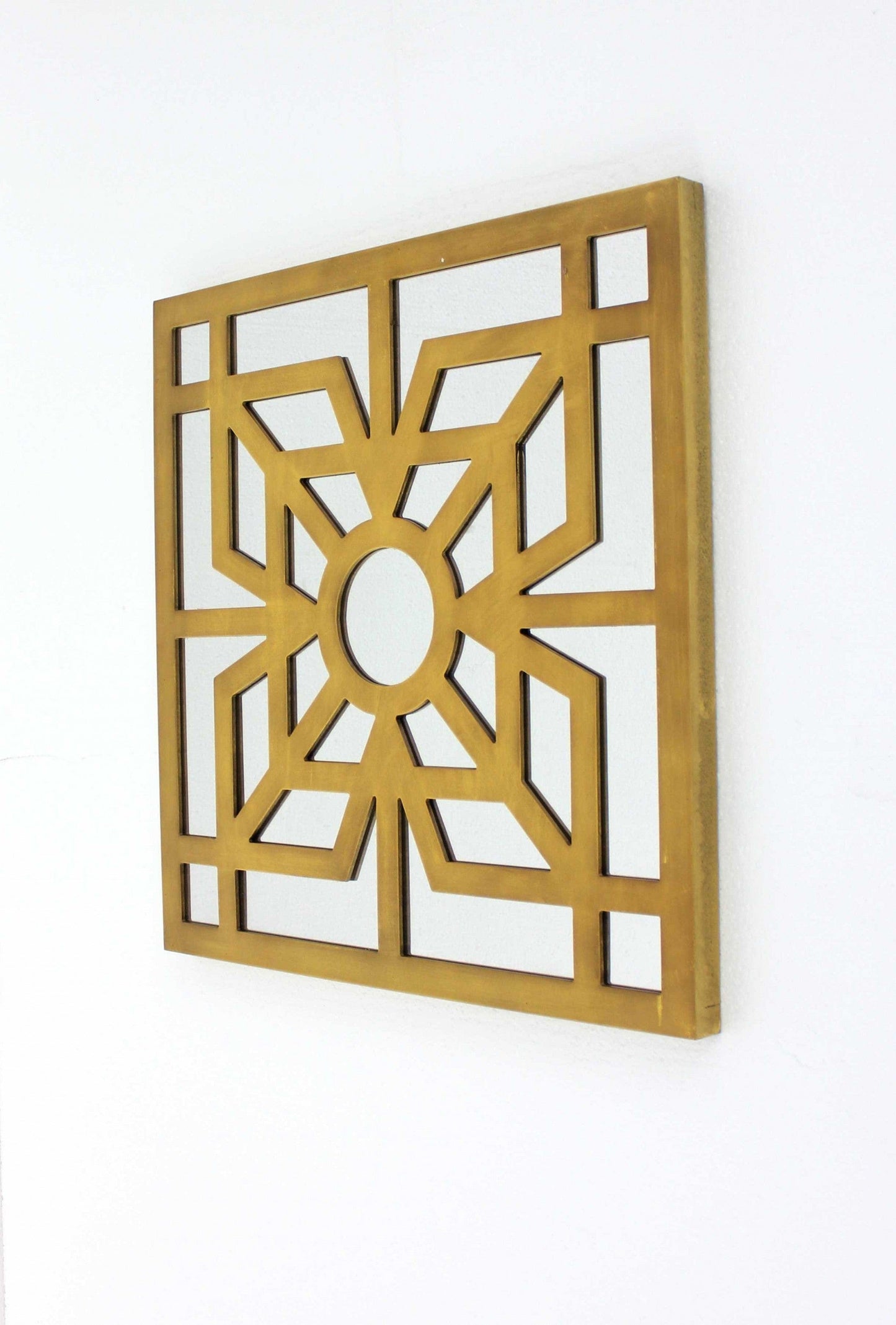 24" X 24" X 1" Bright Gold Mirrored Wooden Wall Decor - Homeroots - Flyclothing LLC