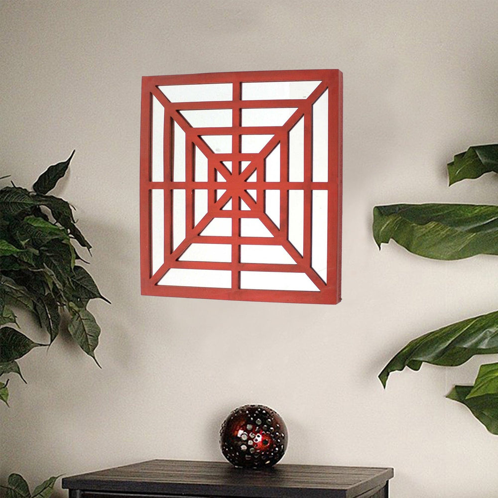 24" X 24" X 1" Red Mirrored Wooden Wall Decor - Homeroots - Flyclothing LLC