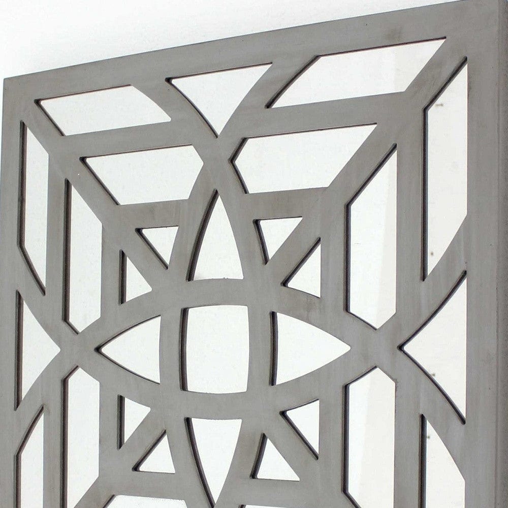 24" X 24" X 1" Gray Mirrored Square Wooden Wall Decor - Homeroots - Flyclothing LLC