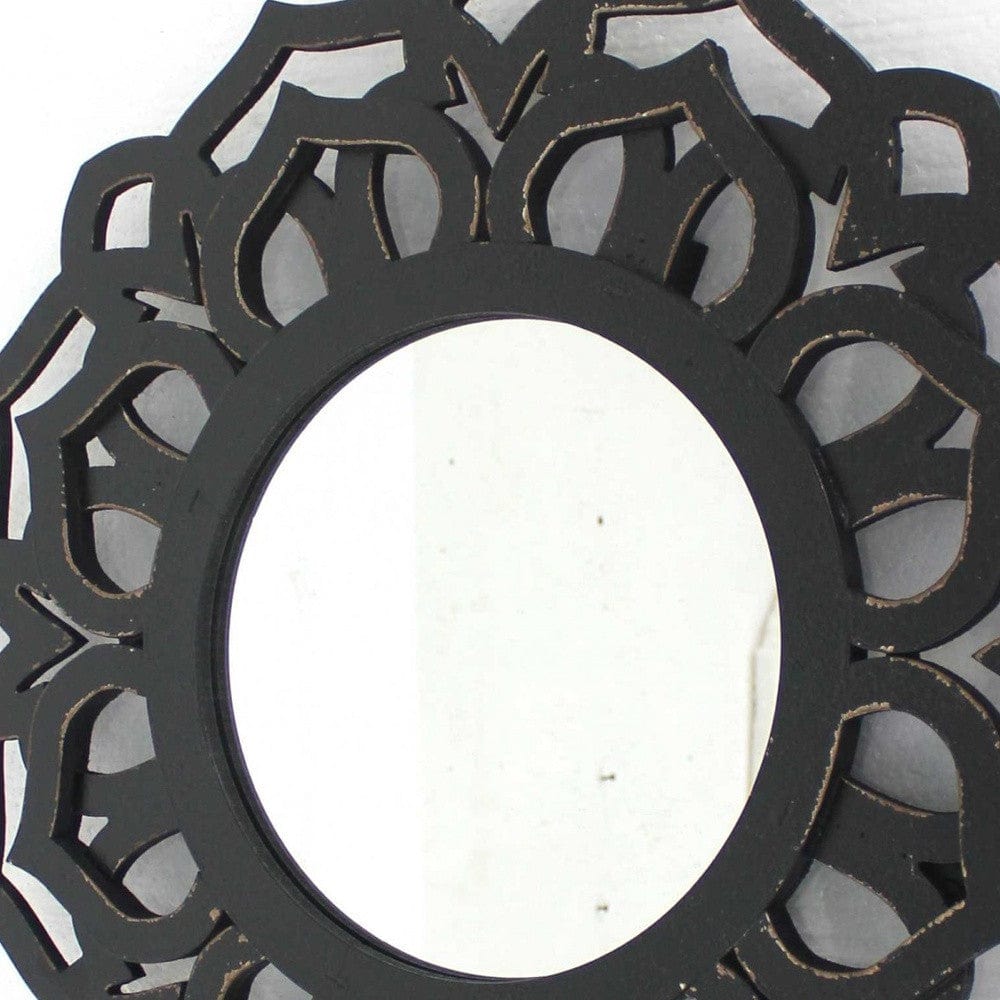 Black Round Accent Mirror - Homeroots - Flyclothing LLC