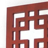 17" X 6" X 5" Red, Vintage Wood, Lattice Mirror - Candle Holder Sconce - Homeroots