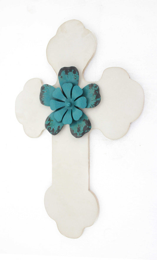 24" X 16" X 1" White Cross Wall Decor - Homeroots