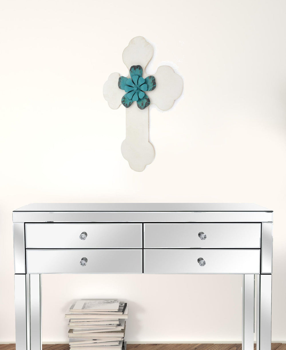 24" X 16" X 1" White Cross Wall Decor - Homeroots